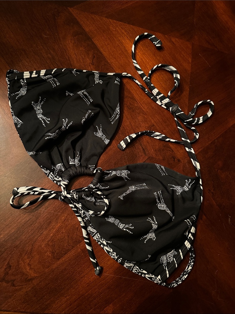 Xhilaration Black & White Zebra Print Triangle Bikini Top